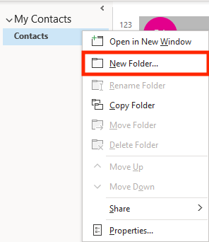 Address Book Outlook New Folder