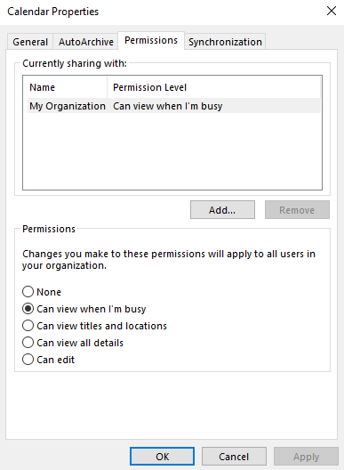 Outlook Calendar Permissions Ascendant