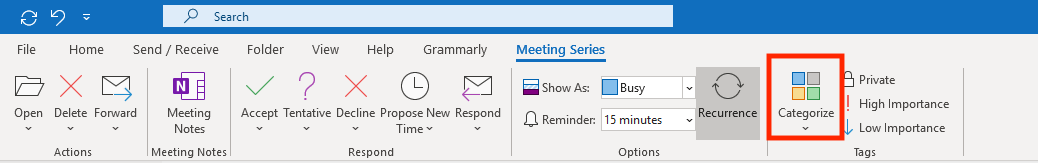 Categorize Color Scheme in Outlook