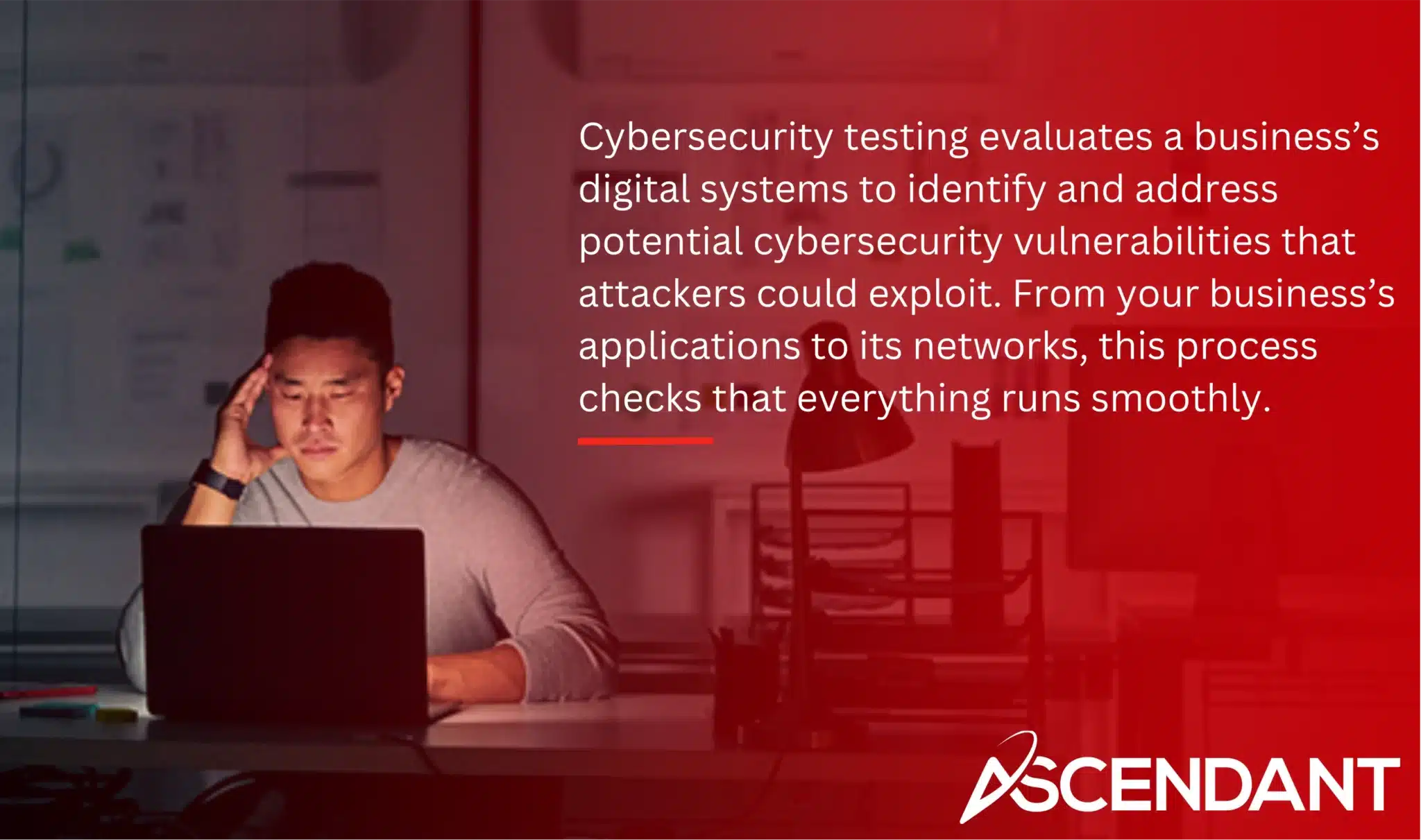 Cybersecurity testing evaluates a business’s digital systems to identify and address potential cybersecurity vulnerabilities that attackers could exploit. From your business’s applications to its networks, this process checks that everything runs smoothly.