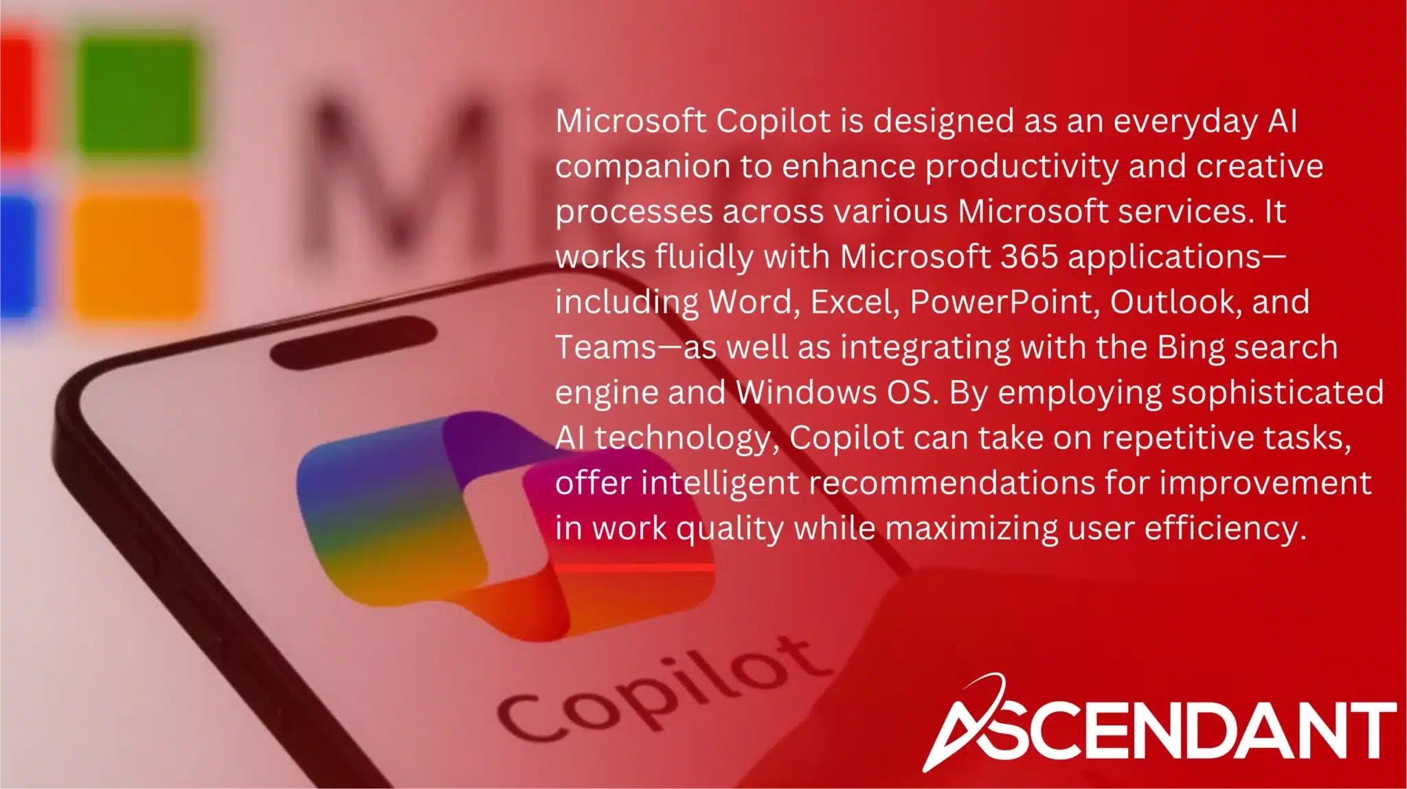Microsoft Copilot is designed as an everyday AI companion to enhance productivity and creative processes across various Microsoft services. It works fluidly with Microsoft 365 applications—including Word, Excel, PowerPoint, Outlook, and Teams—as well as integrating with the Bing search engine and Windows OS. By employing sophisticated AI technology, Copilot can take on repetitive tasks, offer intelligent recommendations for improvement in work quality while maximizing user efficiency.