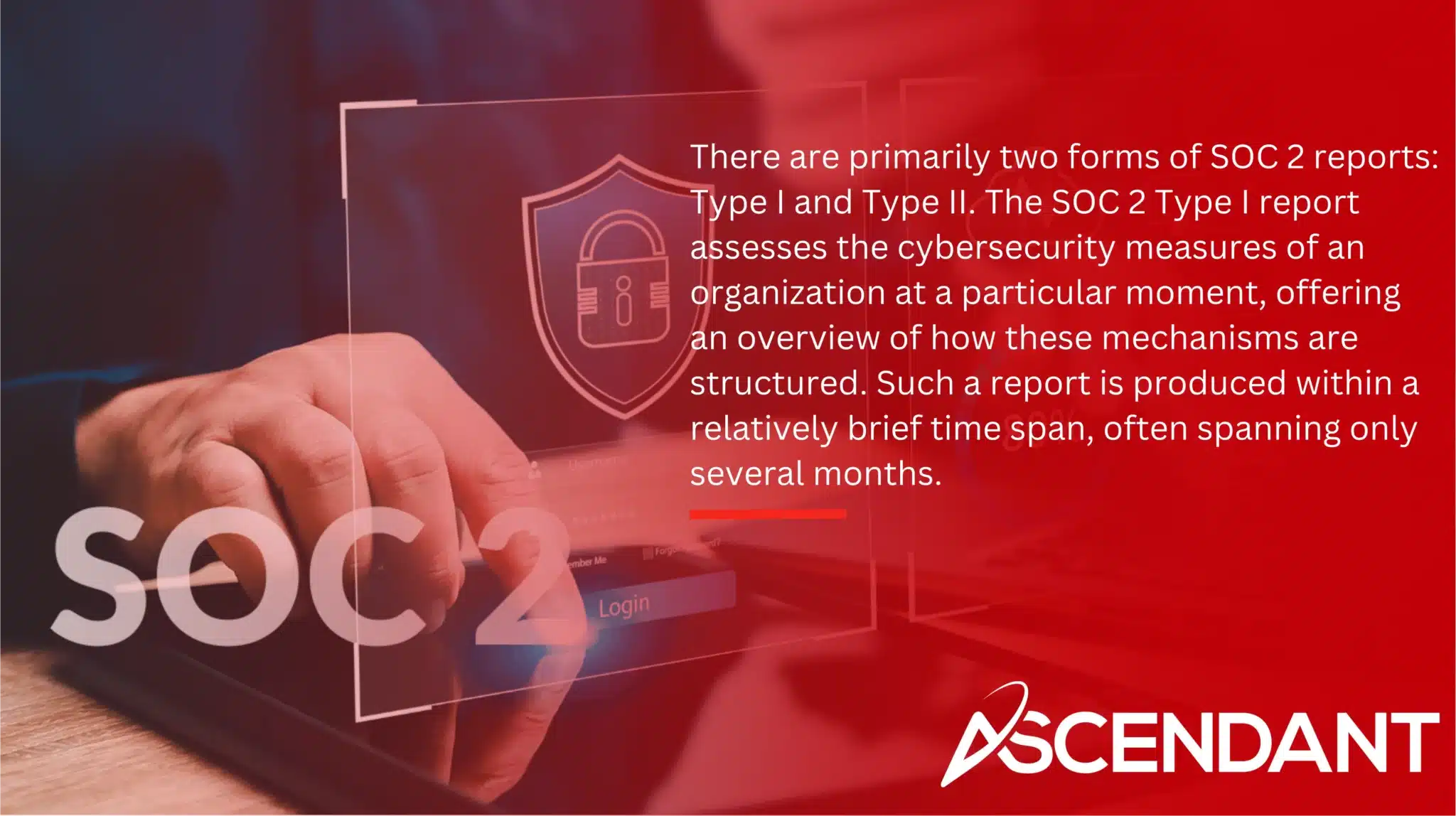 There are primarily two forms of SOC 2 reports: Type I and Type II. The SOC 2 Type I report assesses the cybersecurity measures of an organization at a particular moment, offering an overview of how these mechanisms are structured. Such a report is produced within a relatively brief time span, often spanning only several months.