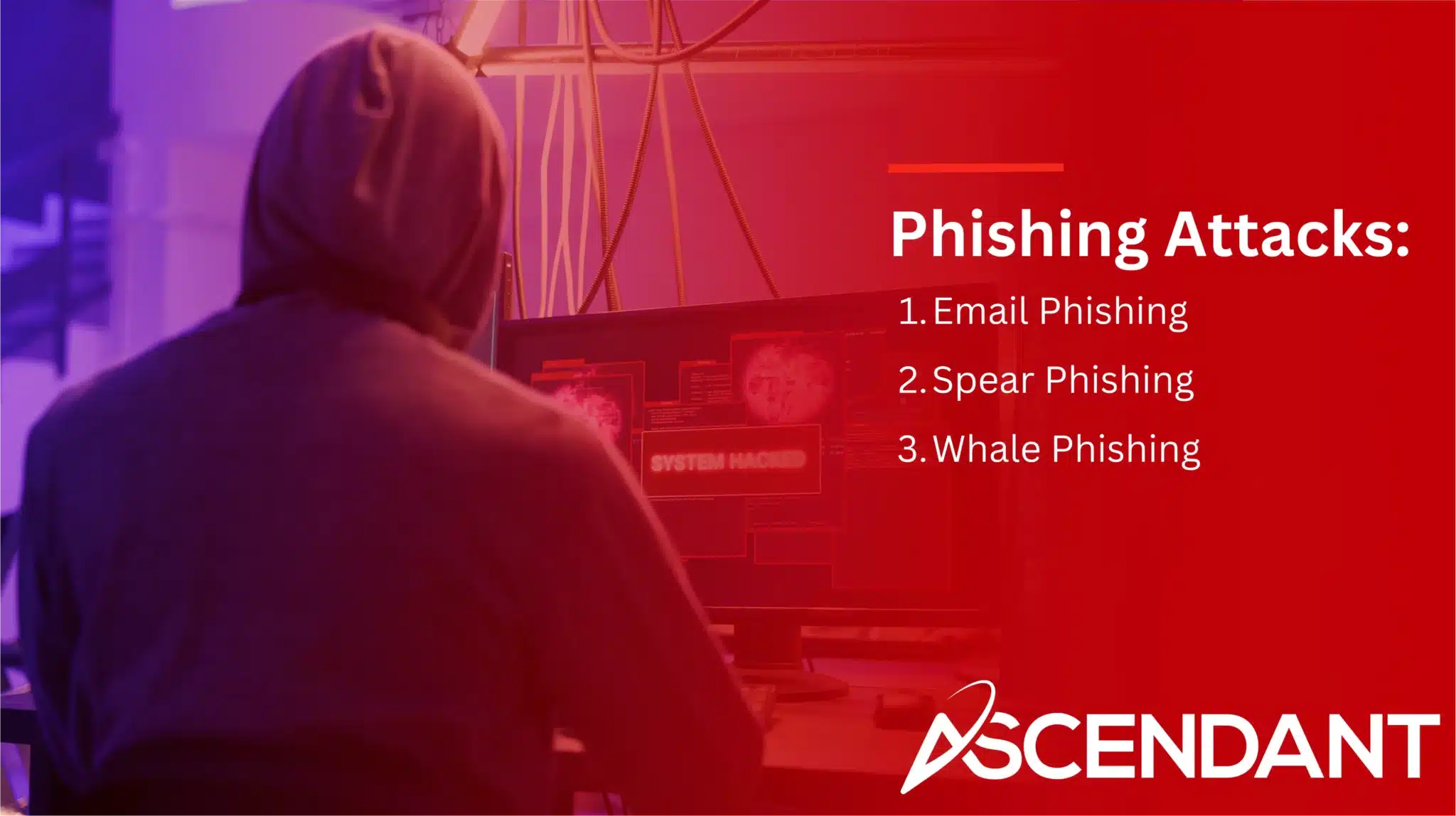 Phishing Attacks:
1. Email Phishing 
2. Spear Phishing
3. Whale Phishing