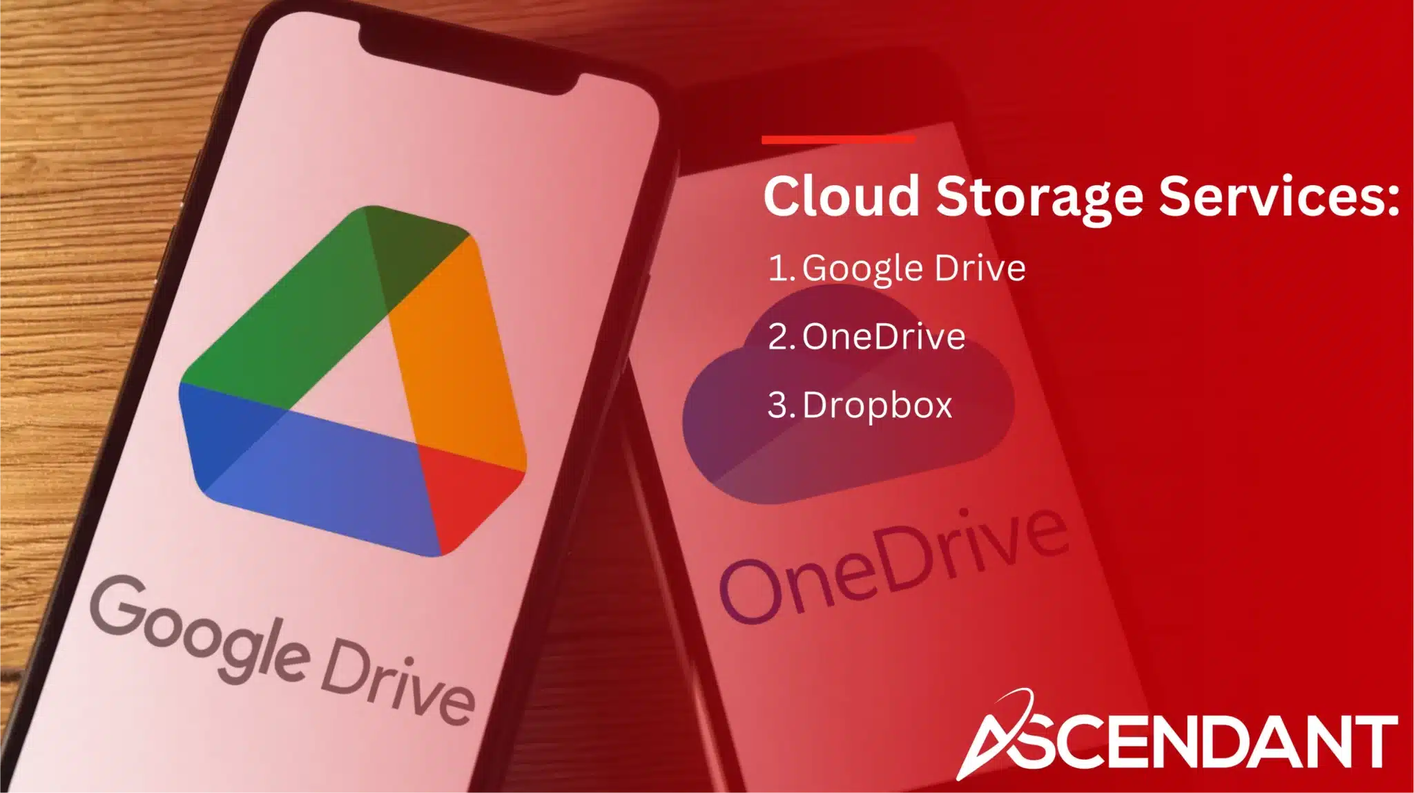 Cloud Storage Services: 
1. Google Drive
2. OneDrive
3. Dropbox