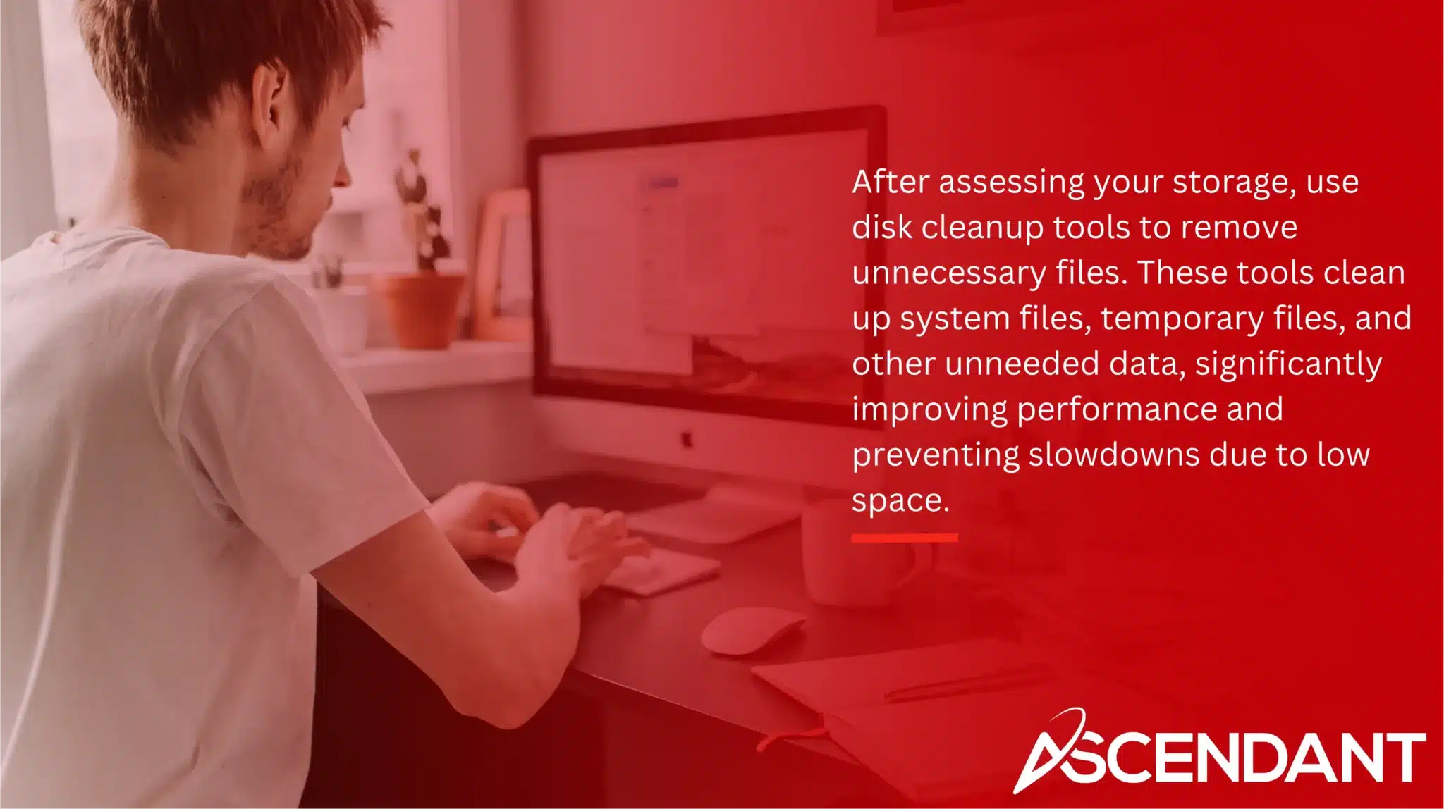 After assessing your storage, use disk cleanup tools to remove unnecessary files. These tools clean up system files, temporary files, and other unneeded data, significantly improving performance and preventing slowdowns due to low space.