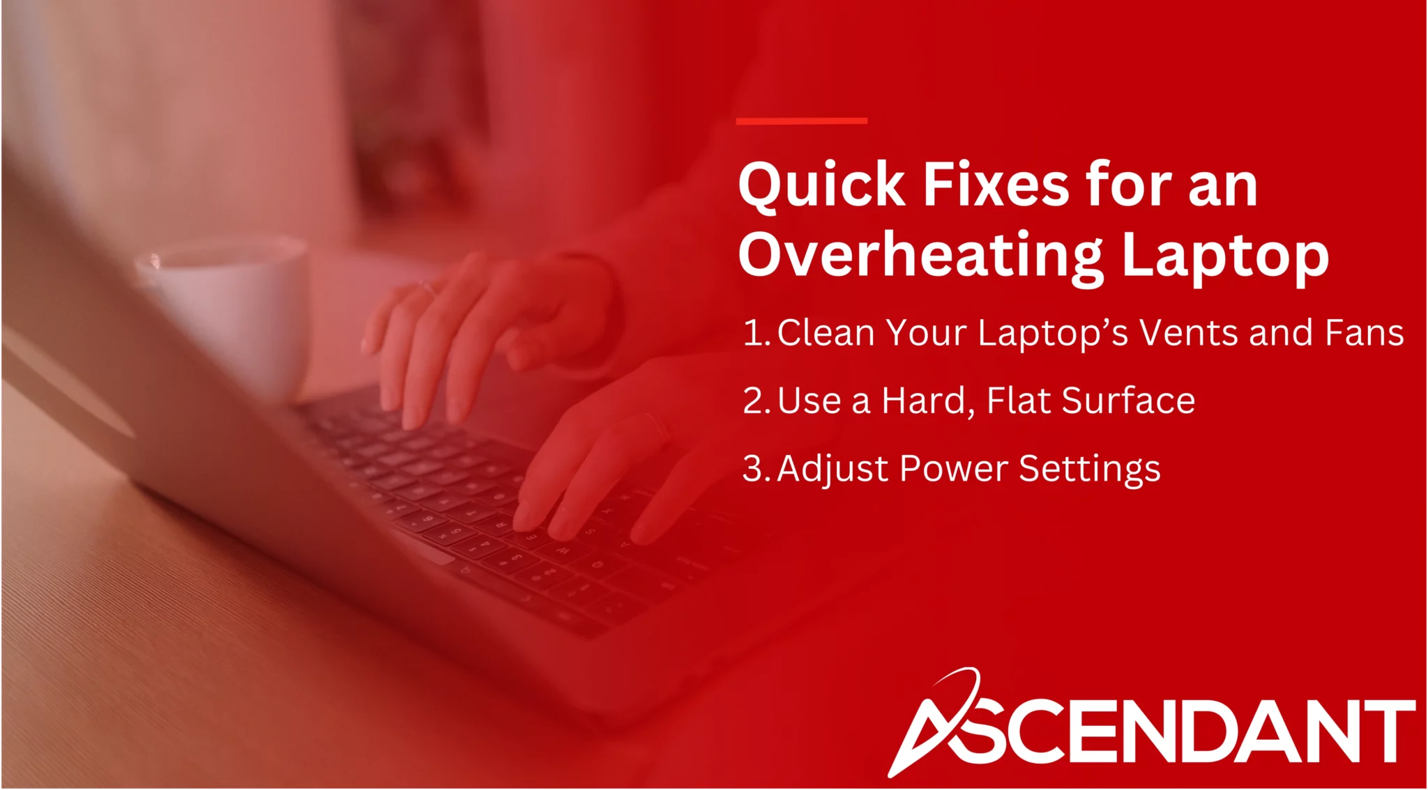 Quick Fixes for an Overheating Laptop
1. Clean Your Laptop's Vents and Fans
2. Use a Hard, Flat Surface
3. Adjust Power Settings