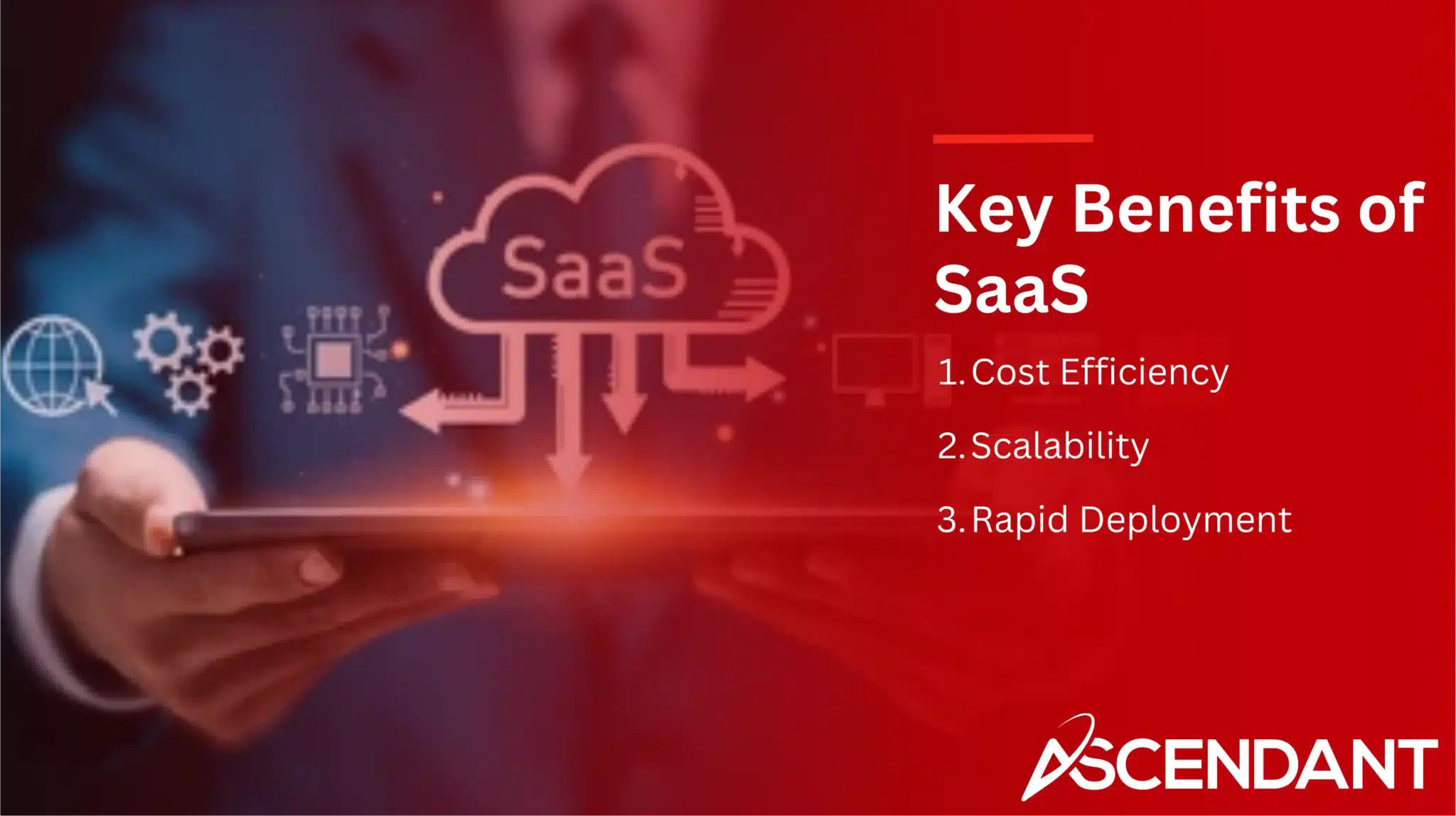 Key Benefits of SaaS
1. Cost Efficiency 
2, Scalability 
3. Rapid Deployment