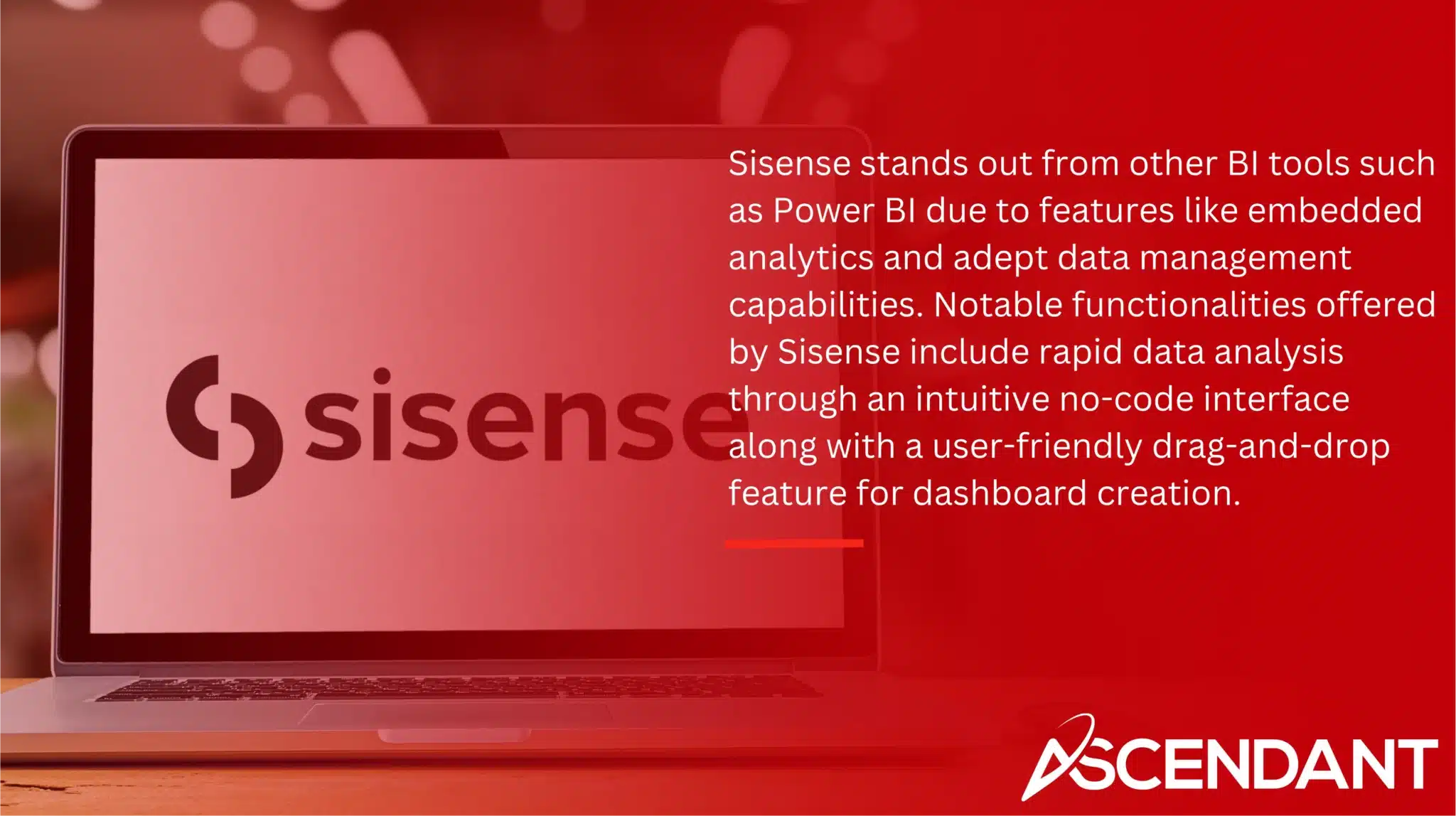 Sisense stands out from other BI tools such as Power BI due to features like embedded analytics and adept data management capabilities. Notable functionalities offered by Sisense include rapid data analysis through an intuitive no-code interface along with a user-friendly drag-and-drop feature for dashboard creation.