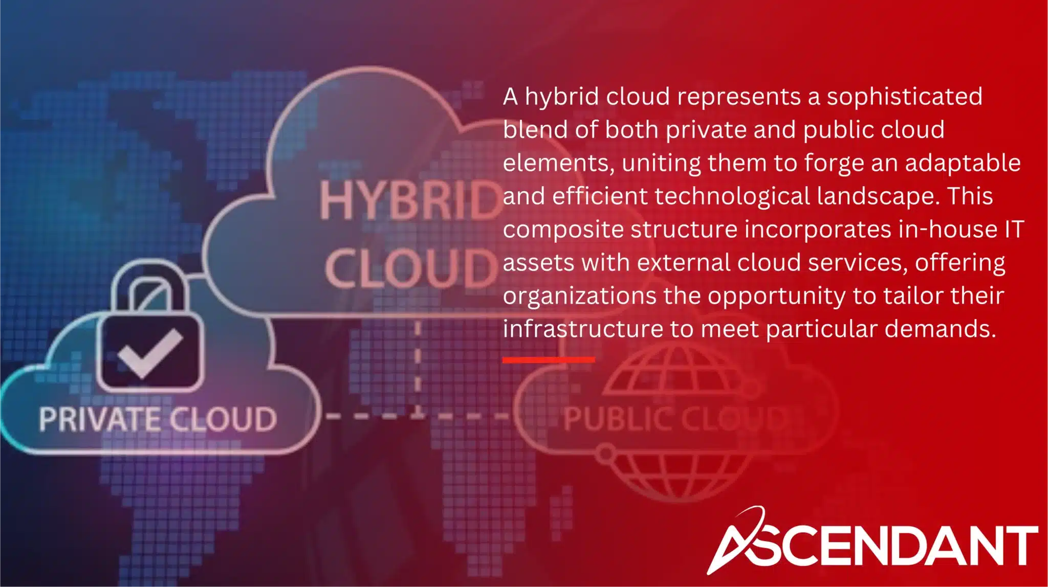 A hybrid cloud represents a sophisticated blend of both private and public cloud elements, uniting them to forge an adaptable and efficient technological landscape. This composite structure incorporates in-house IT assets with external cloud services, offering organizations the opportunity to tailor their infrastructure to meet particular demands.