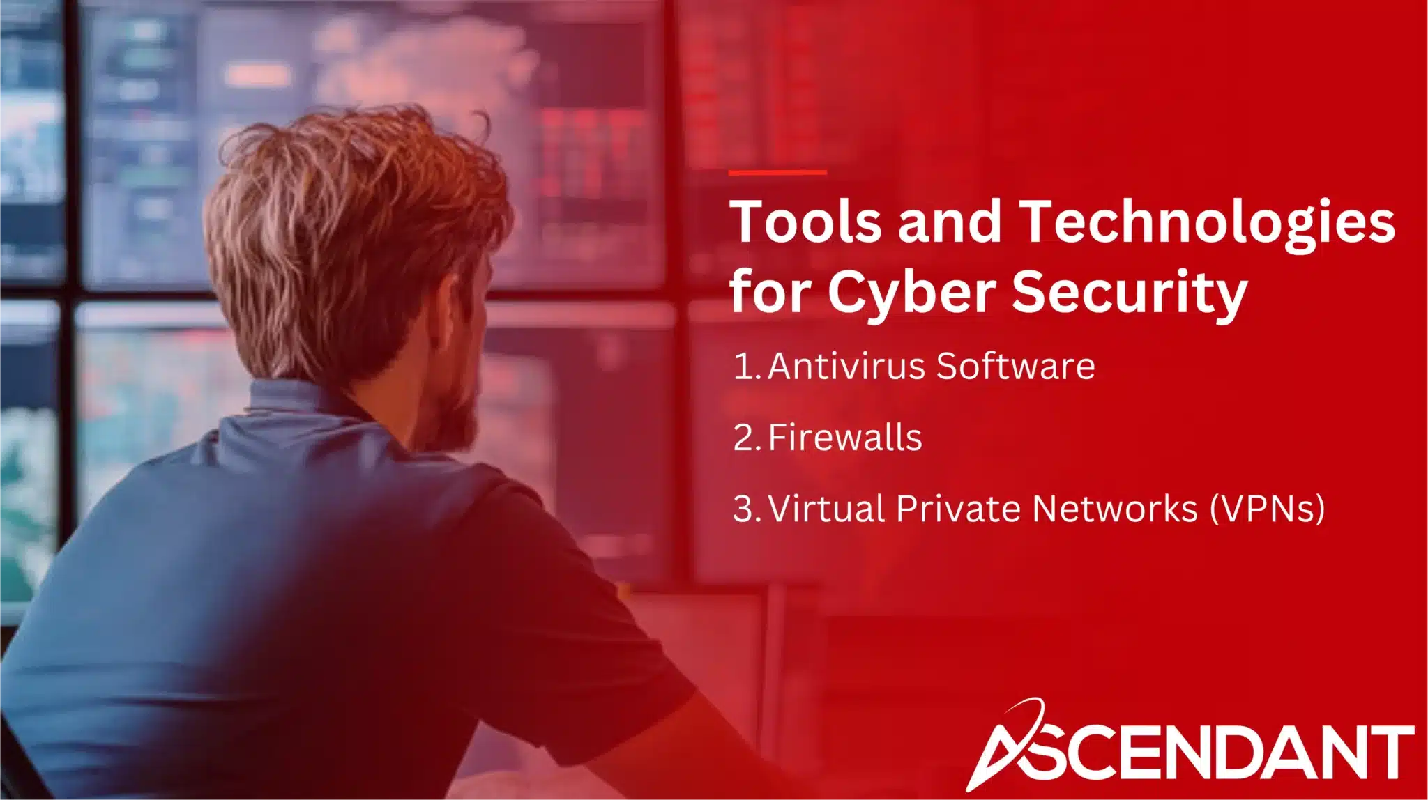 Tools and Technologies for Cyber Security 
1. Antivirus Software
2. Firewalls
3. Virtual Private Networks (VPNs)