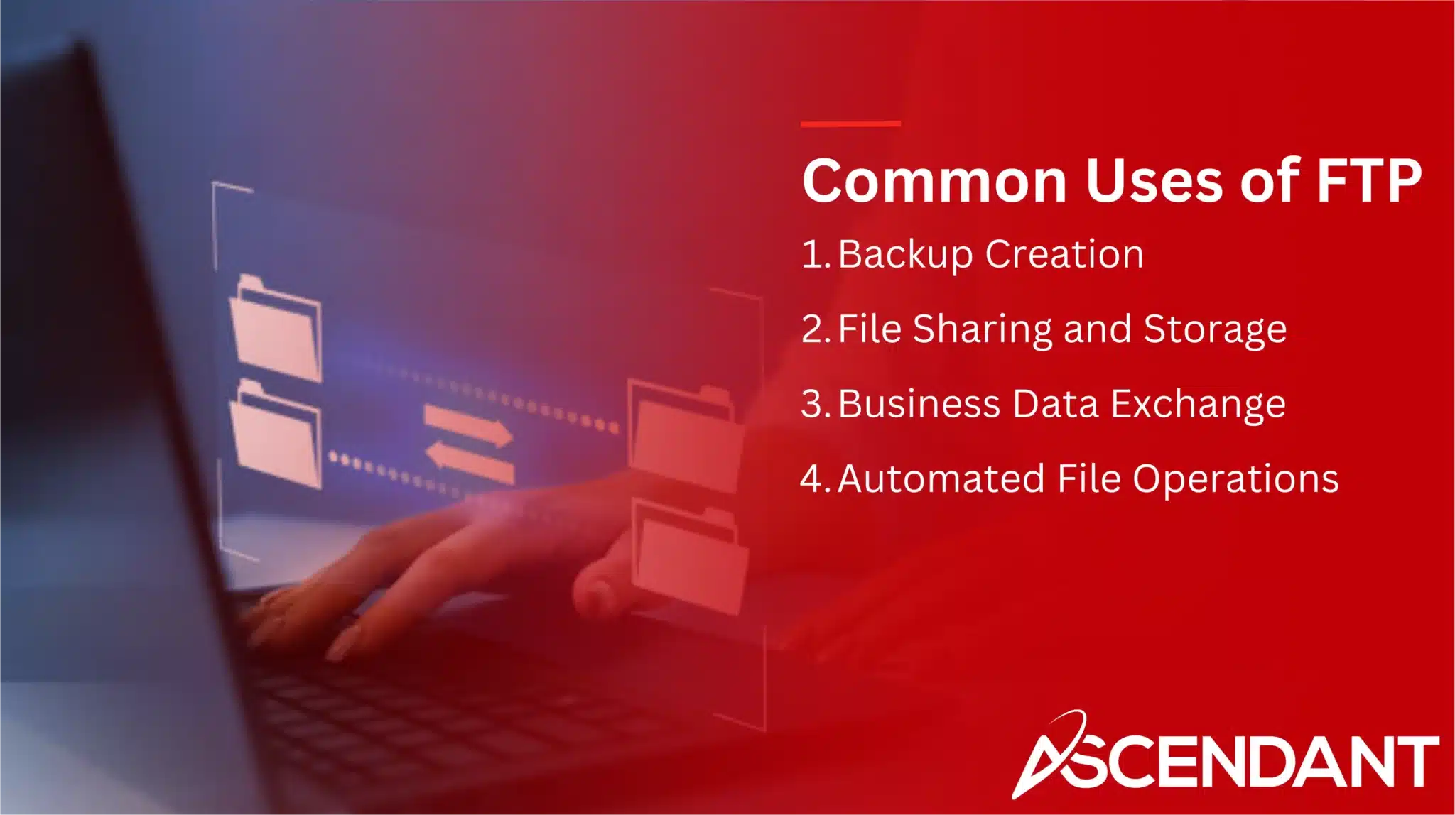 Common Uses of FTP
1. Backup Creation
2. File Sharing and Storage
3. Business Data Exchange
4. Automated File Operations 