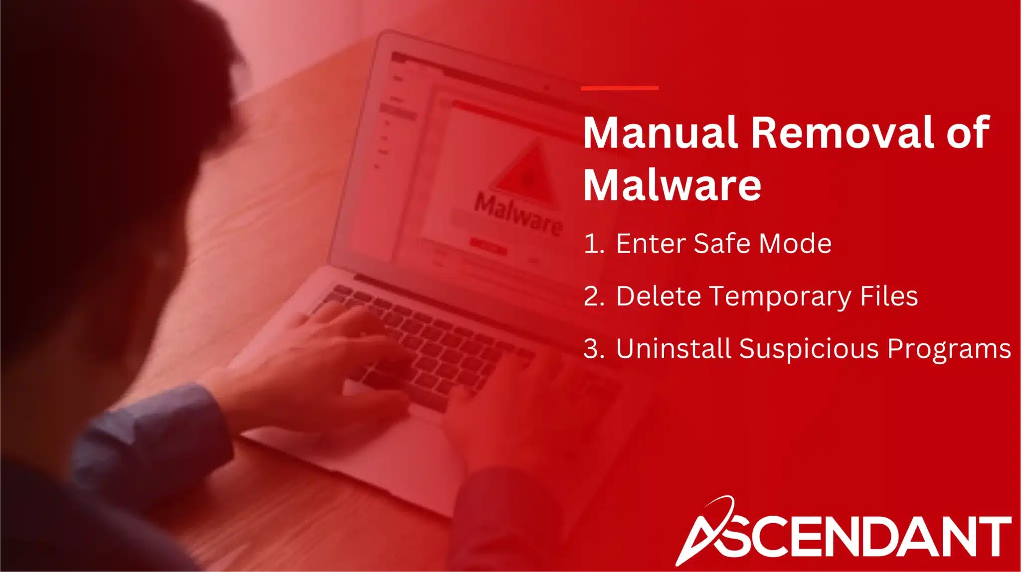 Manual Removal of Malware
1. Enter Safe Mode
2. Delete Temporary Files
3. Uninstall Suspicious Programs