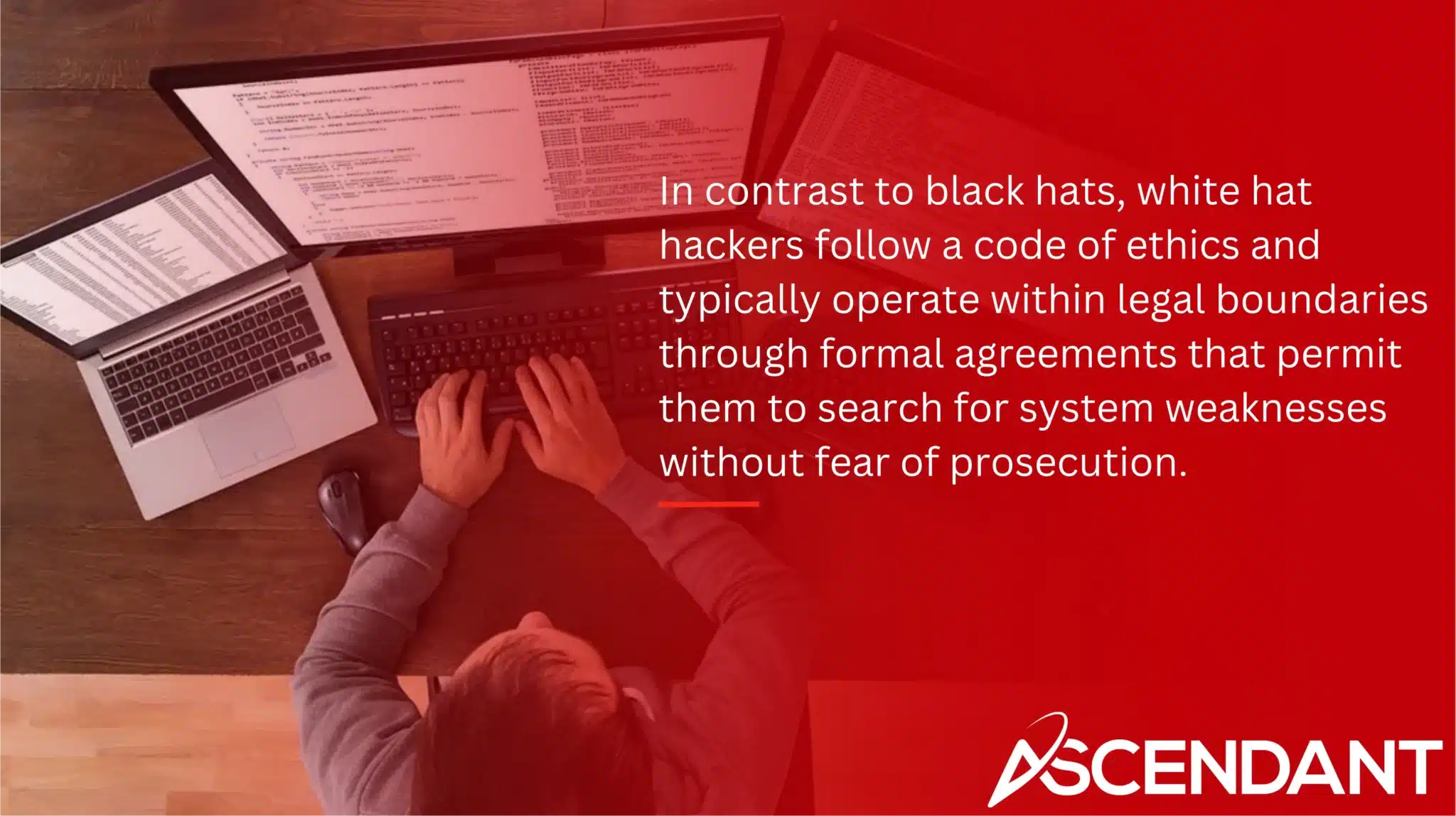 In contrast to black hats, white hat hackers follow a code of ethics and typically operate within legal boundaries through formal agreements that permit them to search for system weaknesses without fear of prosecution.