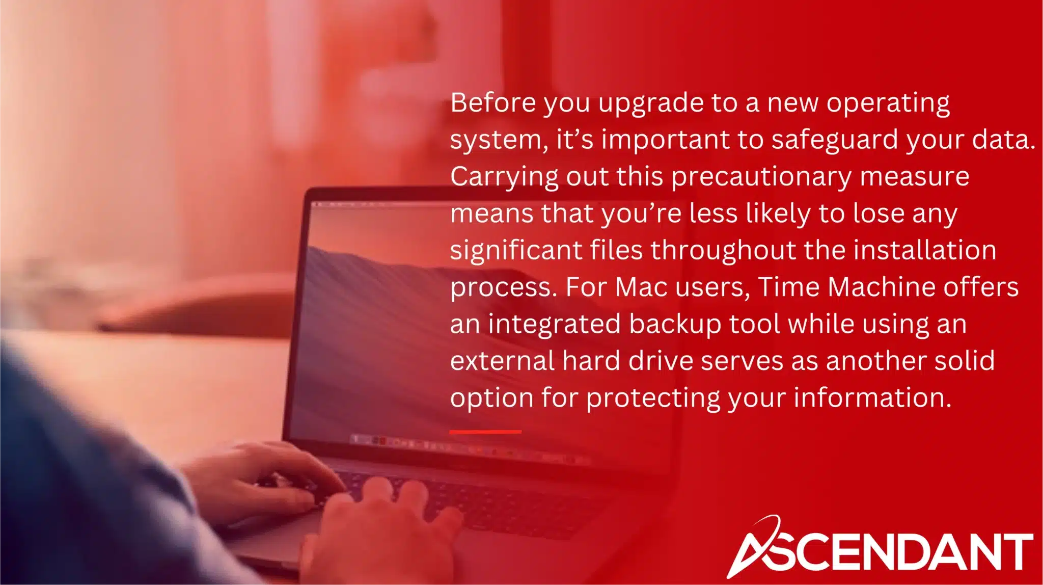 Before you upgrade to a new operating system, it’s important to safeguard your data. Carrying out this precautionary measure means that you’re less likely to lose any significant files throughout the installation process. For Mac users, Time Machine offers an integrated backup tool while using an external hard drive serves as another solid option for protecting your information.