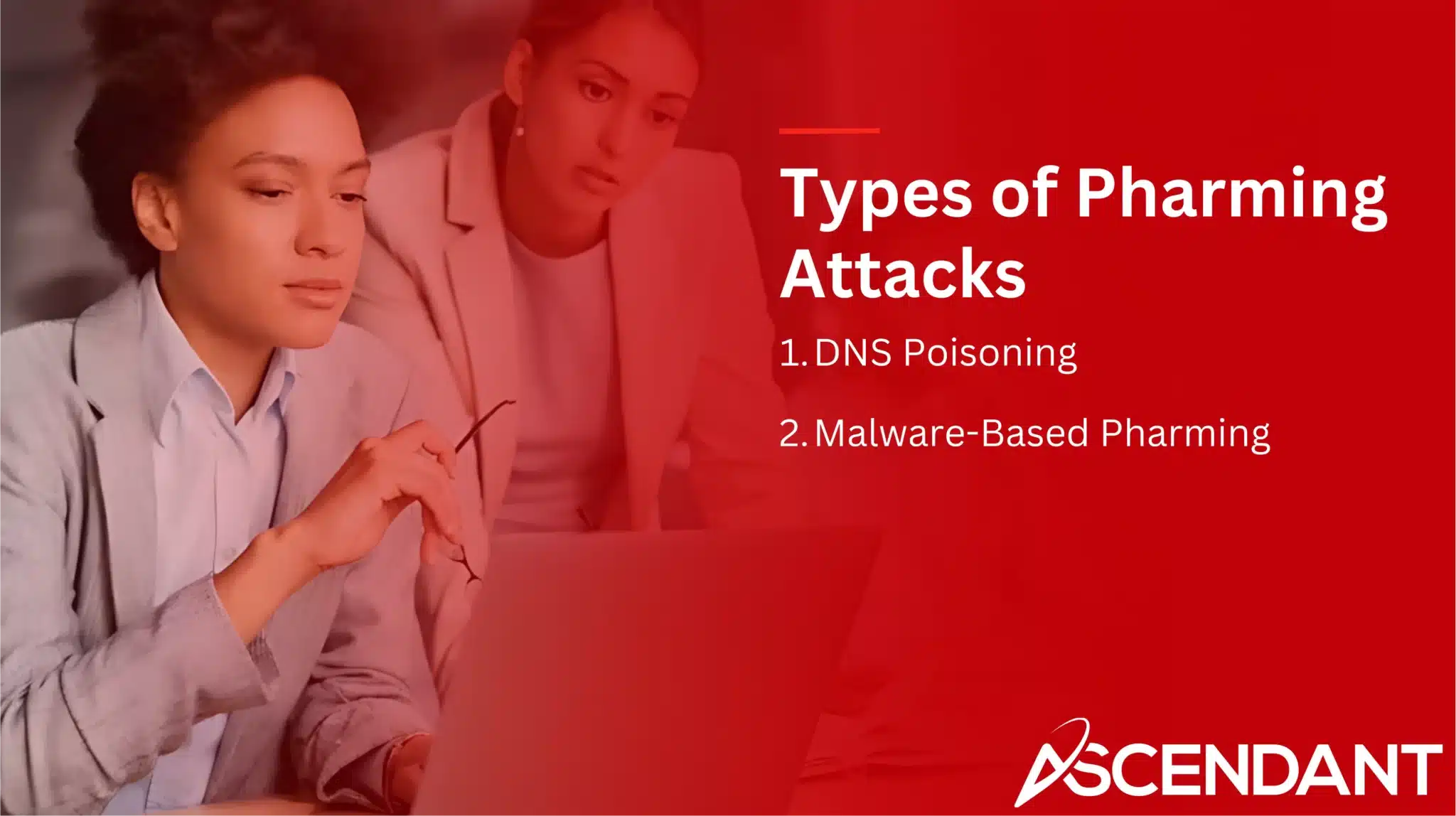 Types of Pharming Attacks: 
1.DNS Poisoning
2. Malware-Based Pharming